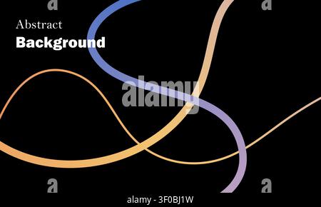 Abstract background with colorful swirling lines on black Stock Vector