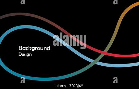 Abstract background with colorful swirling lines on black Stock Vector