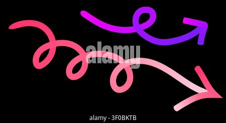 Colorful arrows moving on black background Stock Vector