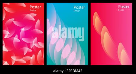 Colorful poster templates with feather designs Stock Vector