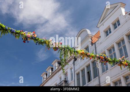 Floral street decoration in Ghent Belgium Stock Photo