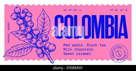 Coffee bean branch. Label, tag Stock Vector