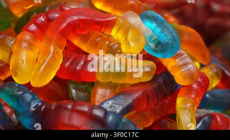 Colorful Gummy Worm Candy Close-Up Stock Photo