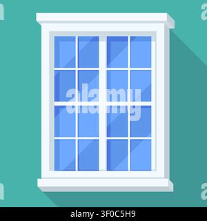 White Frame Window Flat Icon on Teal Background Vector Illustration Stock Vector