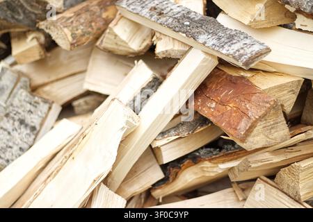 Close up texture of chopped firewood Stock Photo