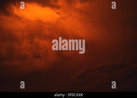 Blurred orange sunset sky background Stock Photo
