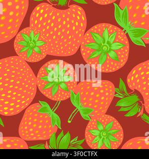 Strawberry seamless pattern . Not AI, vector illustration. Stock Vector