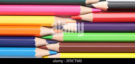 Close-up of colorful sharpened colored pencils Stock Photo