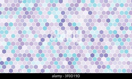 Abstract hexagonal pattern with varying shades of purple, blue, and white colors creating a modern geometric background Stock Vector