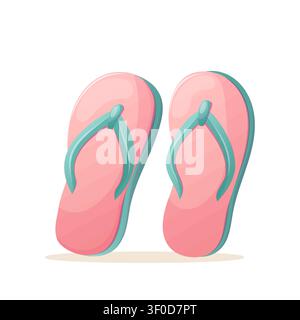 Pink flipflops for a summer holiday on the beach Stock Vector