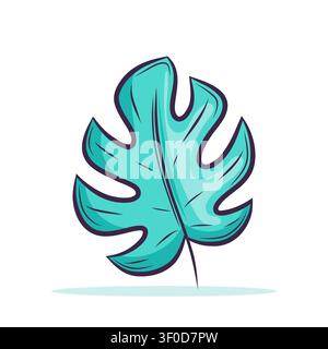 Vector illustration of a tropical monstera leaf Stock Vector