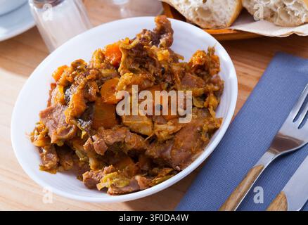 Braised cabbage with pork Stock Photo