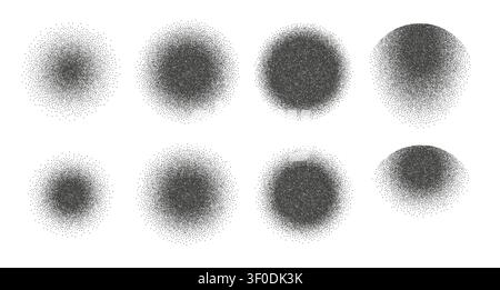 Round noisy gradient with dotted spray effect. Stock Vector