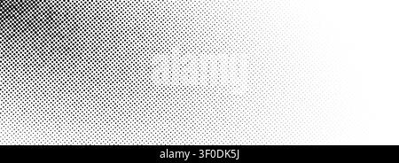 Aged halftone gradient texture. Grunge grit noise background. Black sand grain wallpaper. Retro pixelated backdrop. Anime or manga style comic overlay. Vector fading distressed dirt speckle surface Stock Vector