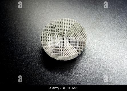 Sample of internal structure for 3D printing. Object printed on 3D printer. Model printed on 3D printer from metal powder. Selective Laser Melting. SLM. Additive manufacturing. 3D printing technology Stock Photo