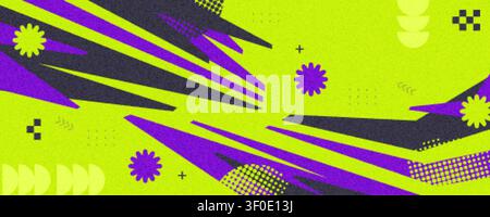 Creative Sport Background with Dynamic Angular Shapes, Halftone Dots, And Modern Neon Colors. For Banner or Poster Design Template Stock Vector