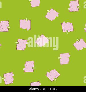 seamless pattern memory pinned torn paper notes cartoon. idea thought, scrap communication, bulletin board memory pinned torn paper notes sign vector Stock Vector