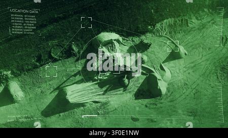 Surveillance operation using facial recognition technology at a remote location Stock Photo