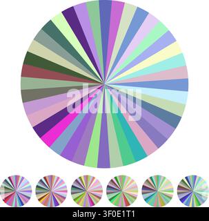 Colorful circle showing a spectrum of soft, muted hues arranged in multiple radiating segments, forming an abstract representation of unity and divers Stock Vector