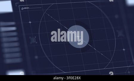 Surveillance system displaying facial recognition data in a dark setting Stock Photo