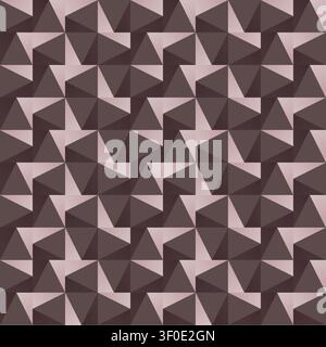 Seamless 3D geometric pattern with abstract triangles and polygons in brown and dusty rose gradient tones for modern backdrop wallpaper and textile de Stock Vector