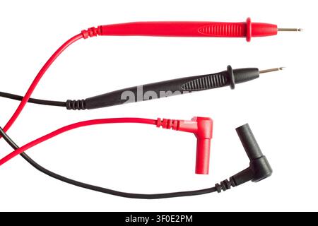 Multimeter probes on a white background. Probes for electrical measurements. Stock Photo