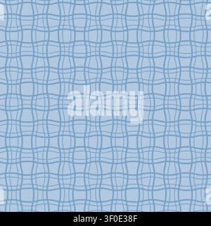 Blue Wavy Grid Plaid Vector Pattern Stock Vector