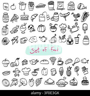 set of food illustration vector isolated on white background Stock Vector
