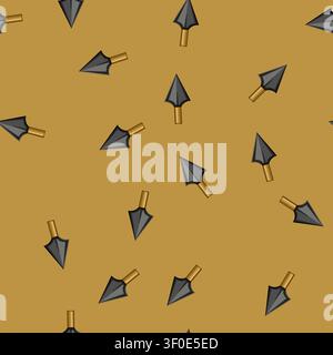 seamless pattern archaeology arrowhead cartoon. excavation spear, projectile chert, obsidian quartz archaeology arrowhead sign vector Stock Vector