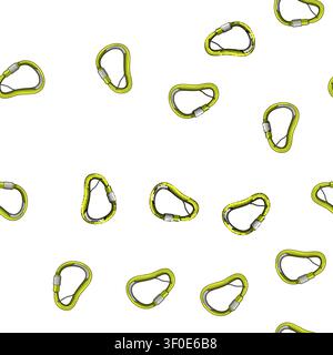 pattern climbing carabiner clip cartoon. metal lock, hook equipment, object safety climbing carabiner clip sign vector Stock Vector