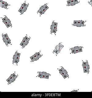 pattern party retro music character cartoon. 90s disco, event ball, ghetto concert party retro music character sign vector Stock Vector