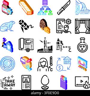 Set of diverse vector icons capturing various concepts related to business management, technology, healthcare, environmental protection, and daily lif Stock Vector