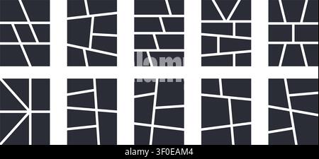 Set of anime comic book templates. Manga page panels isolated on white background. Grids for graphic novel storyboard. Photo collage, magazine, poster Stock Vector