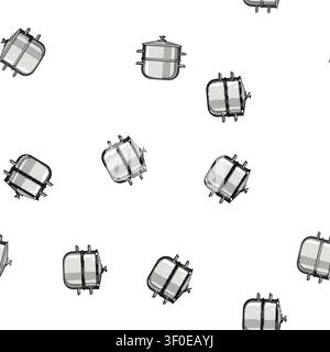 pattern pot double boiler pan cartoon. cook making, chocolate home pot double boiler pan sign vector Stock Vector