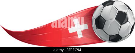 Swiss flag with soccer ball with speed effect. Symbol element Stock Vector