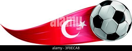 Soccer ball with the colors of the Turkey, realistic effect. vector illustration Stock Vector
