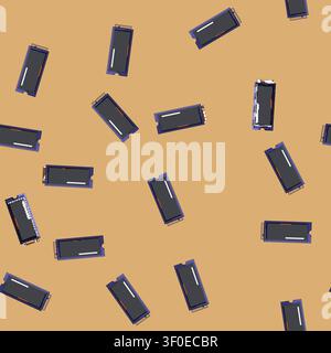 seamless pattern disk ssd storage cartoon. equipment hard, solid technology disk ssd storage sign vector Stock Vector