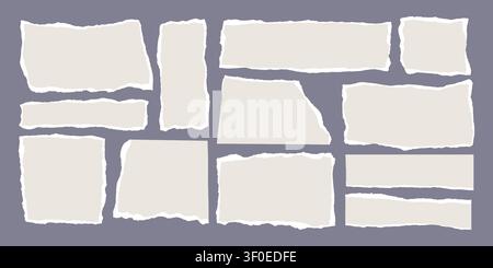 Ripped paper pieces with jagged edges form striking design element vector illustration set. Stock Vector