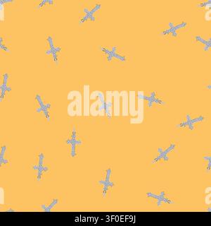 pattern easter cross christian cartoon. line outline, christ sunrise, bible grace easter cross christian sign. seamless vector illustration Stock Vector