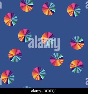 seamless pattern Circular graphic displaying numerous wedges forming a full color spectrum, presenting an abstract pattern of diversity, unity, and dy Stock Vector