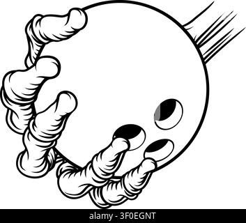 Skeleton Grim Reaper Hand Bowling Team Mascot Stock Vector