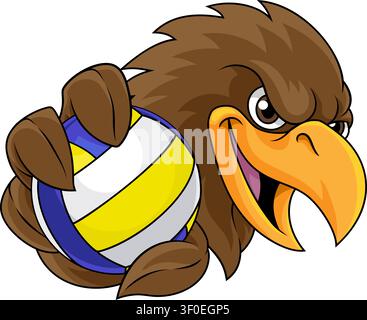 Eagle Falcon Hawk Osprey Volleyball Ball Mascot Stock Vector