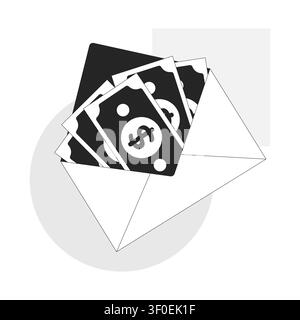 Bribe money in envelope line illustration concept Stock Vector