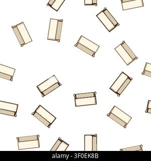 pattern Empty rectangular container providing organized storage solutions for various items, featuring a simple design with handles for easy portabili Stock Vector