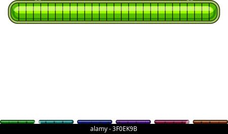 Full orange segmented progress bar at maximum, indicating 100 percent completion, success, or filled status for user interface, game ui, app design, a Stock Vector