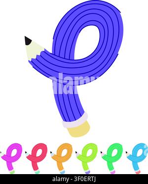 Blue pencil bending and looping itself into an unusual shape, illustrating concepts of creativity, flexibility, problem solving, and innovative thinki Stock Vector