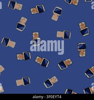 seamless pattern scan car diagnostic scanner cartoon. computer vehicle, check system, code reader scan car diagnostic scanner sign vector Stock Vector