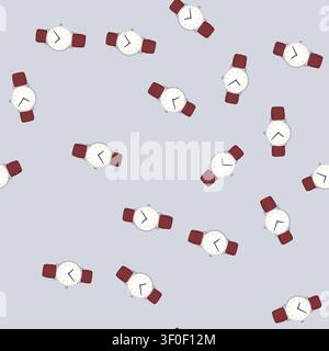 pattern chronograph watch wrist cartoon. smart analog, digital automatic, luxury fashion chronograph watch wrist sign. seamless vector illustration Stock Vector
