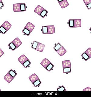 pattern system car diagnostic scanner cartoon. interface software, bluetooth wireless, handheld professional system car diagnostic scanner sign. seaml Stock Vector