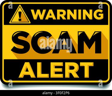 Scam alert warning sign. Data Security System Danger Alert. Vector on transparent background Stock Vector
